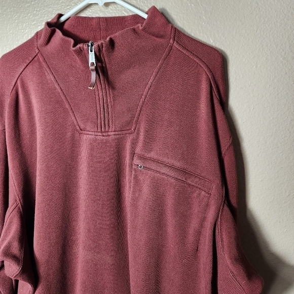 Duluth Trading Co Mens Brick Red Class Act Rib 1/4 Zip Mock-Size 3XL - Picture 2 of 8